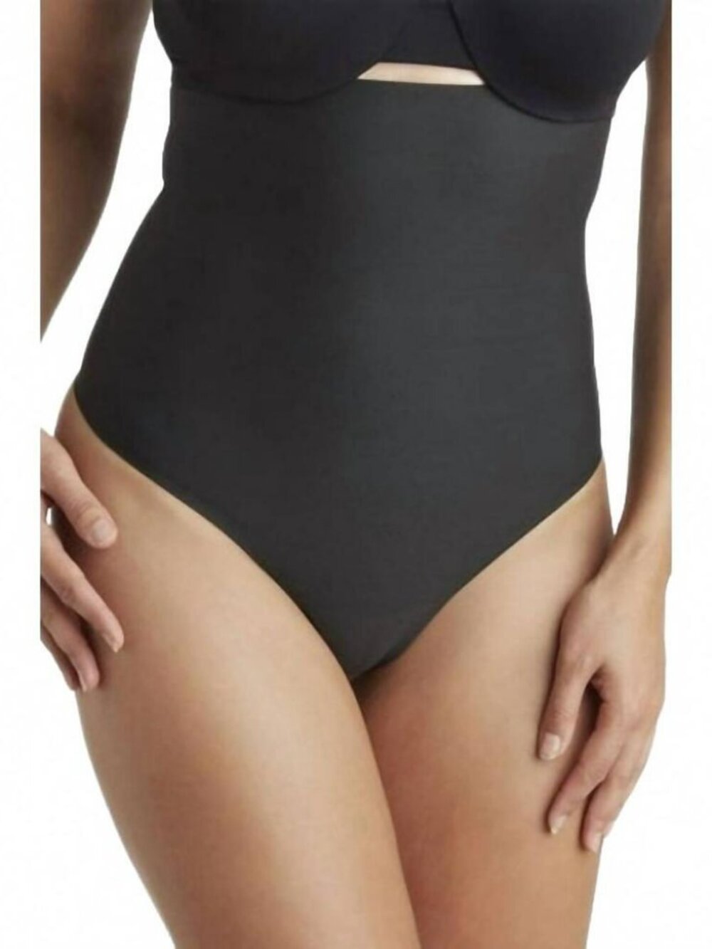 NWT TC FineIntimates Black High-Waist Firm Control Sleek Essentials Thong Medium